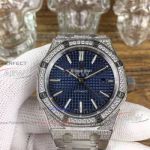 Perfect Replica Audemars Piguet Royal Oak Stainless Steel Diamond Blue Watch